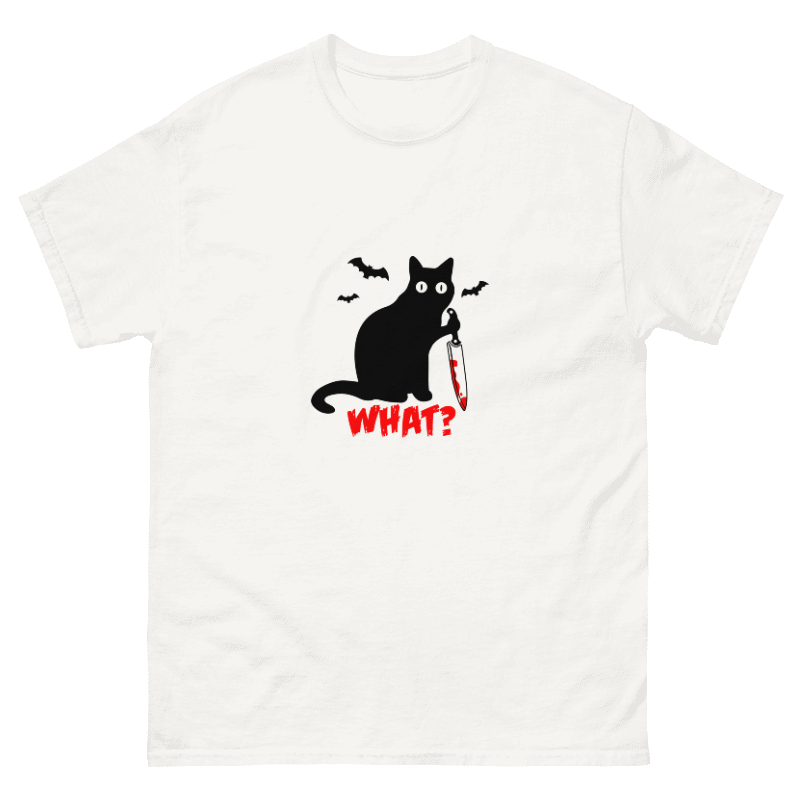 T-Shirt mit schwarzem Katzen-Print