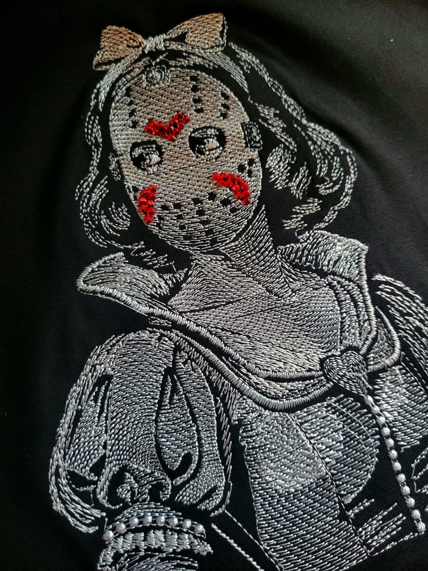 Embroidered Horror Princess Womens High Neck Crop Vest