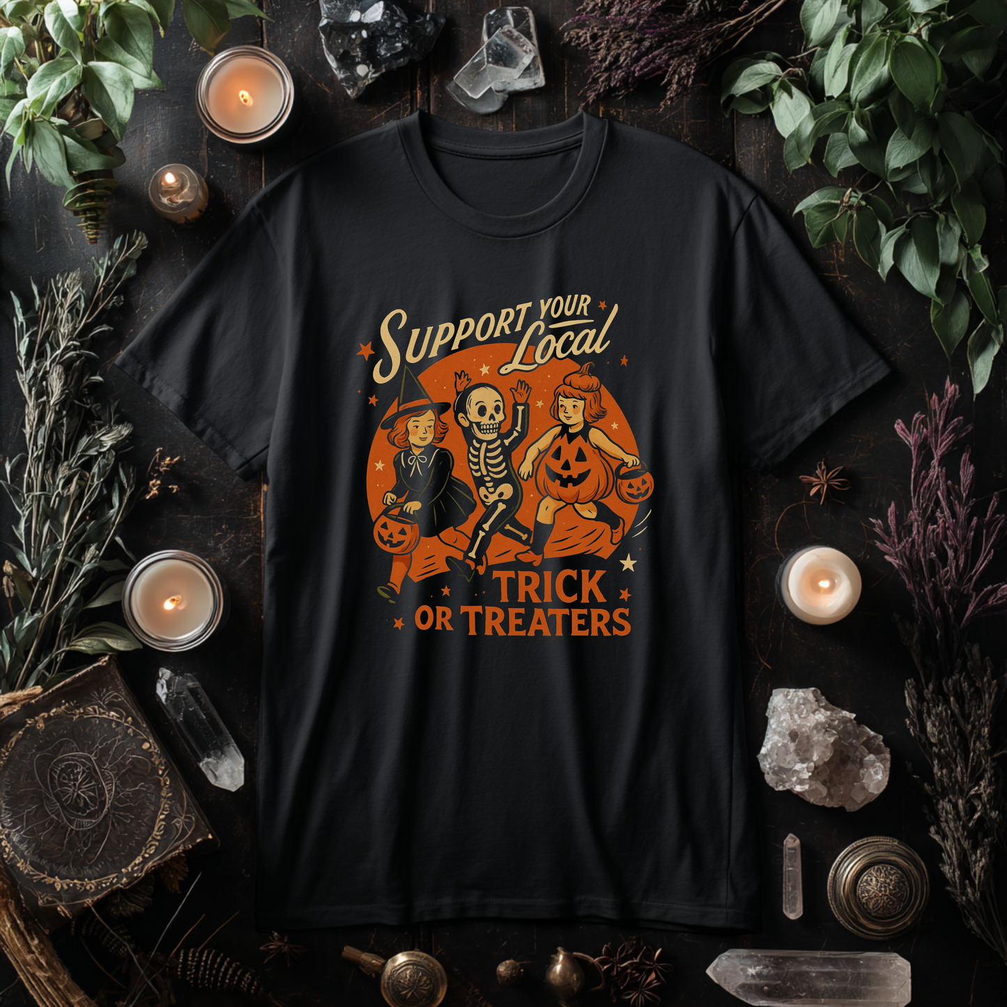 Support Your Local Trick Or Treaters Printed Tee