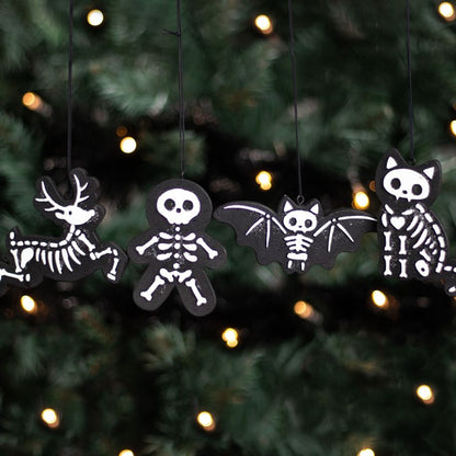 Set of 4 Creepy Skeleton Cookie Ornaments