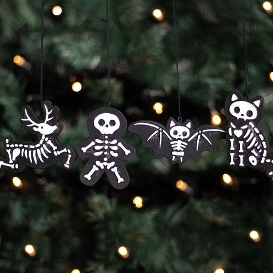 Set of 4 Creepy Skeleton Cookie Ornaments