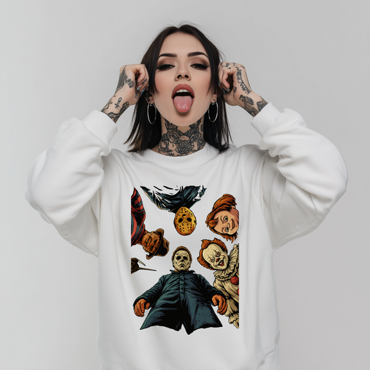 Horror Movie Characters Printed Sweatshirt