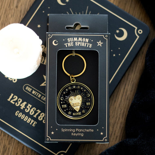 Schlüsselanhänger „Sprechendes Brett“ mit Planchette-Motiv