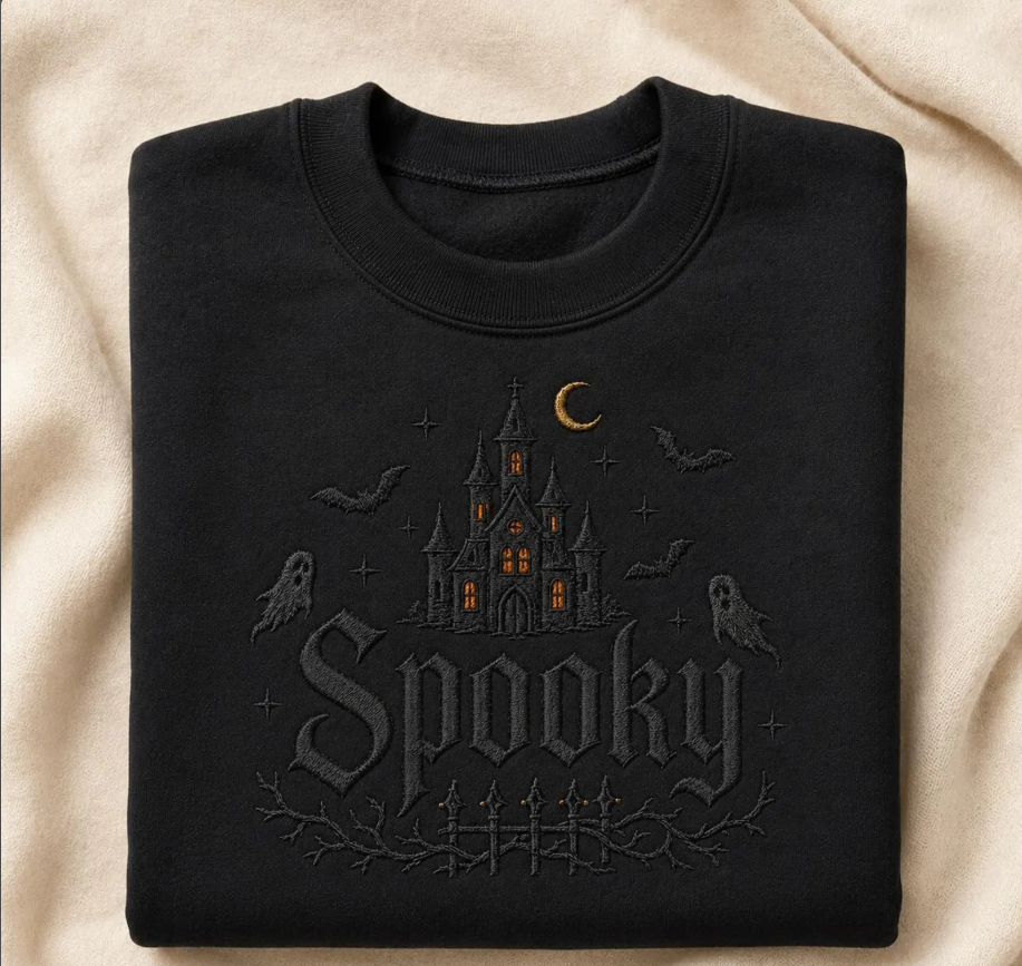 Spooky Haunted House Embroidered