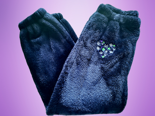 Fluffy Fleece Joggers Heart Logo