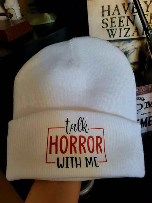 Talk Horror With Me Printed Beanie