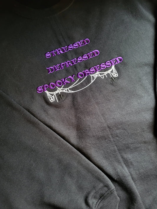 Stressed, Depressed, Spooky Obsessed Zip Up Hoodie