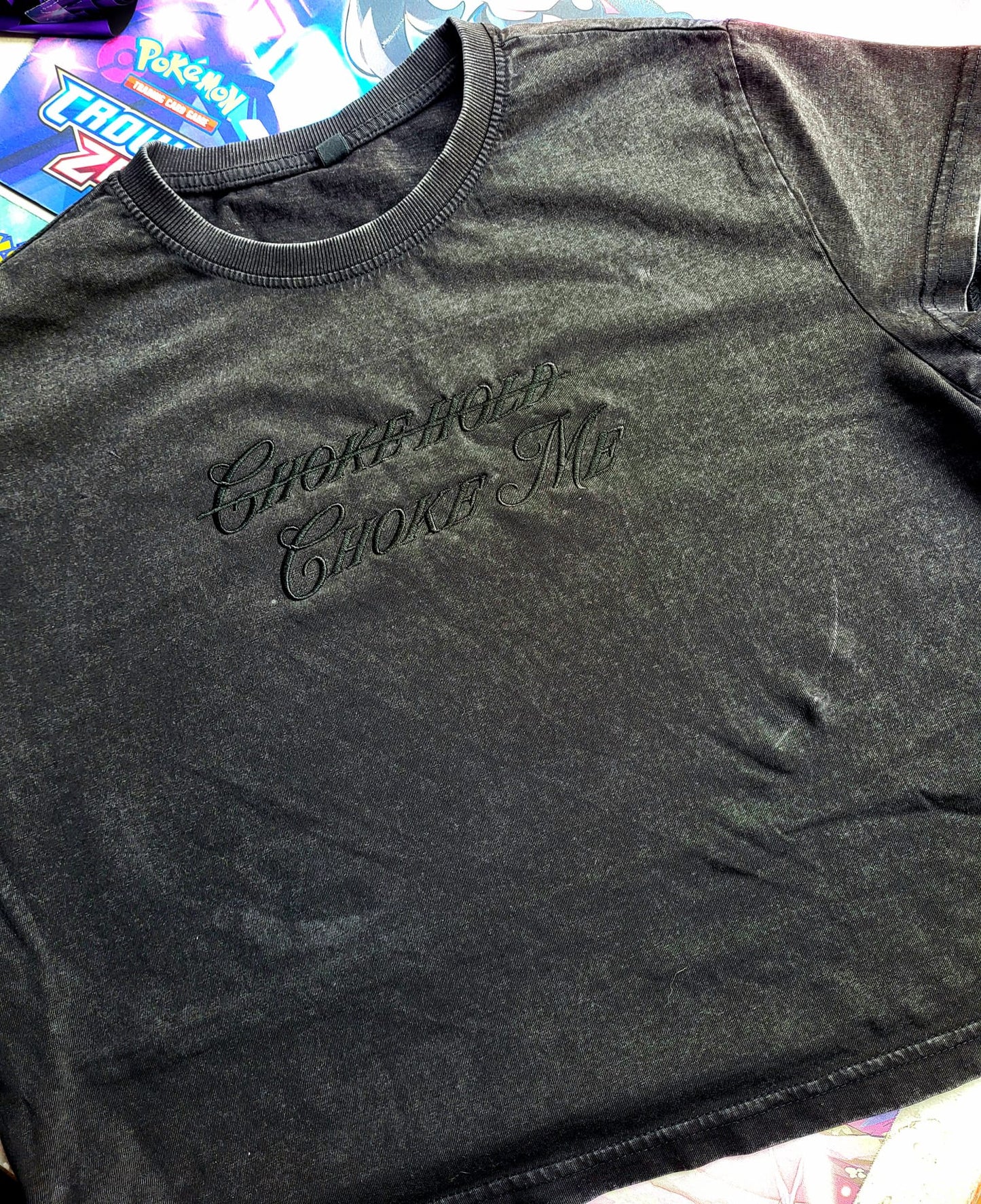Choke Me Embroidered Vintage Cropped Tee