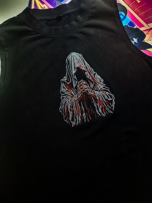 Horror Cult Vintage Cropped Heavy Sleeveless Tee