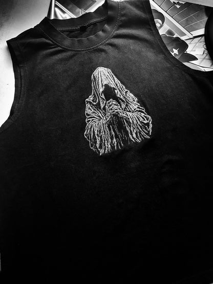 Horror Cult Vintage Cropped Heavy Sleeveless Tee